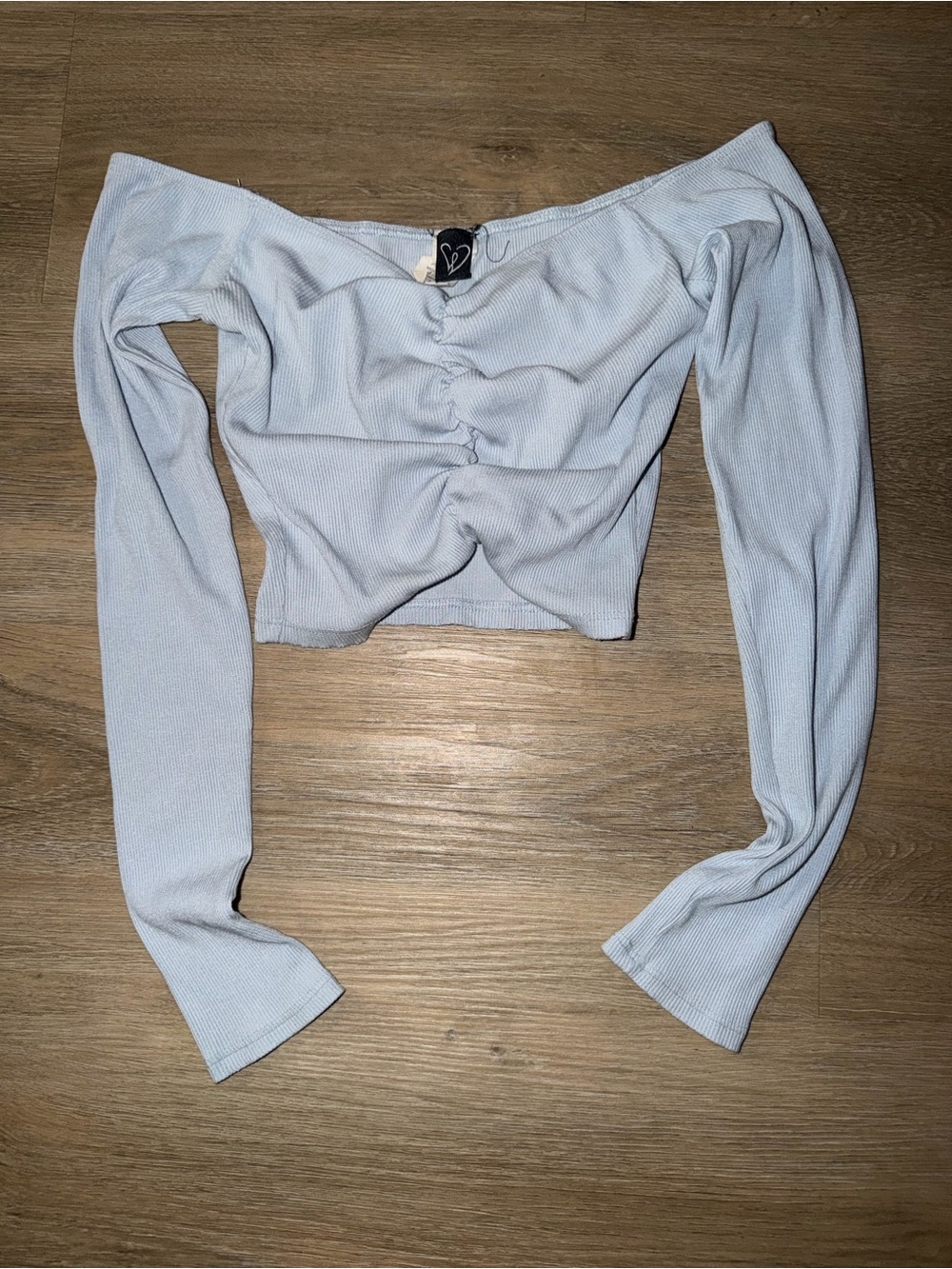 Windsor Light Blue Ribbed V-Neck Top